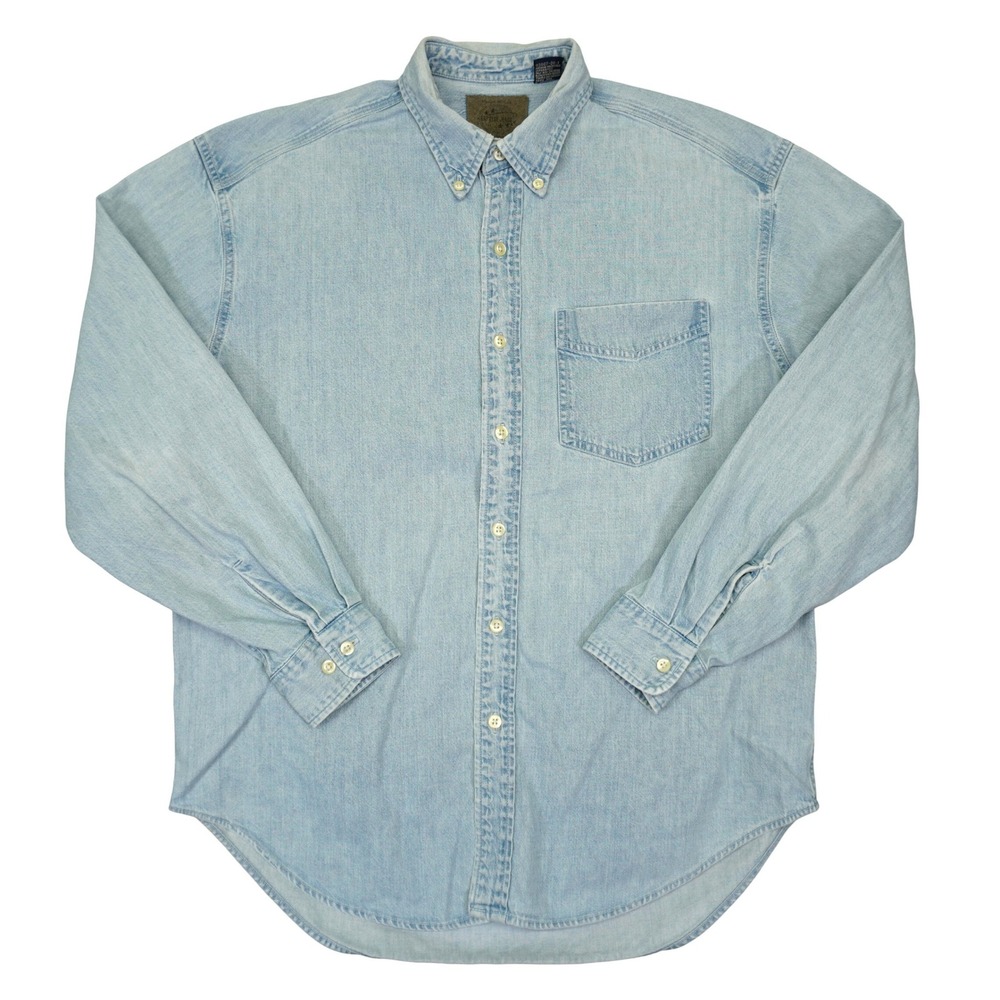 Vintage Gap Denim Shirt Mens M Light Blue Long Sleeve Button Down Cotton